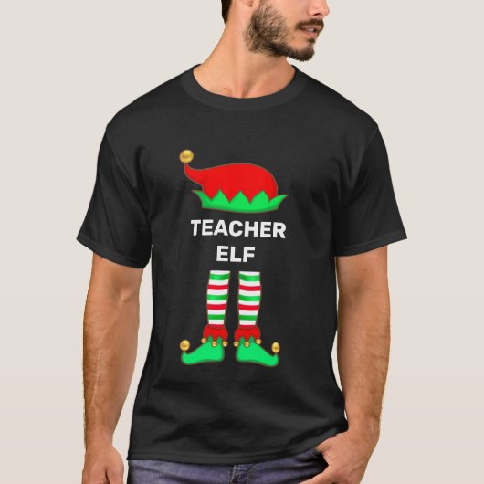 モダン クリスマス 先生 エルフ Tシャツ (正面)