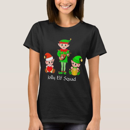 モダン クリスマス 楽しいエルフの仲間Tシャツ Tシャツ (正面)