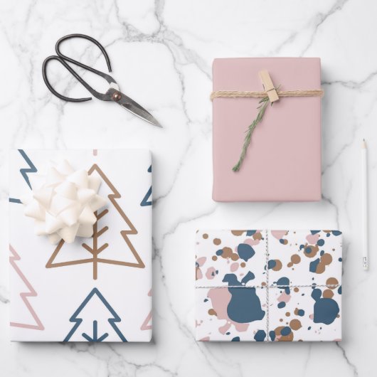 モダン |クリスマス |金ゴールド |ミニマル | ラッピングペーパーシート (正面)