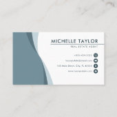 モダン&クリーンブルーウェーブエテ実在ート 名刺 (裏面)