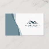 モダン&クリーンブルーウェーブエテ実在ート 名刺 (正面)