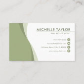 モダン&クリーン緑の波のエテ実在ート 名刺 (裏面)