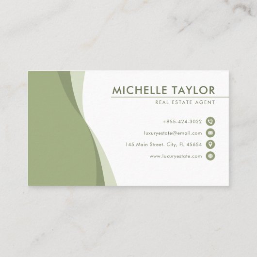 モダン&クリーン緑の波のエテ実在ート 名刺 (裏面)