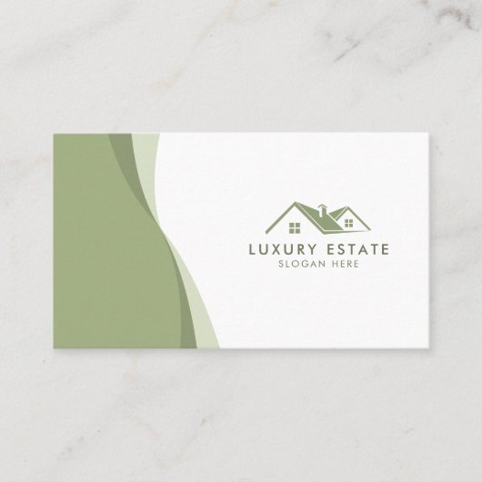 モダン&クリーン緑の波のエテ実在ート 名刺 (正面)