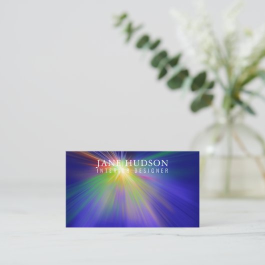モダン クリーン エレガント デザイン カラフル ライト オン ブルー 名刺 (スタンド正面)