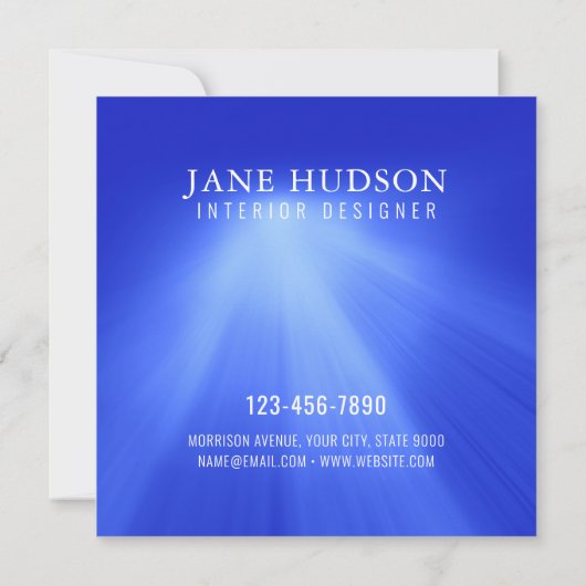 モダン クリーン エレガント デザイン ブルー プレーンハイクラス 招待状 (裏面)