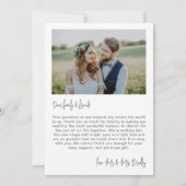 モダン クリーン グレー テキスト パーソナライズド フォト ウェディング サンキューカード (裏面)