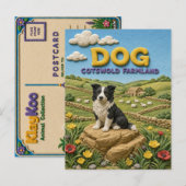 モダン・クレイクライコーの犬 コッツウォルドの農地 ポストカード (正面/裏面)