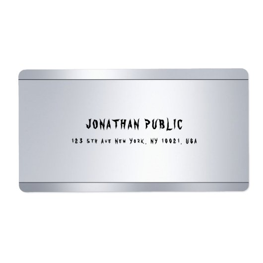 モダン クール シルバー ミニマル シッピング アドレス ラベル (正面)