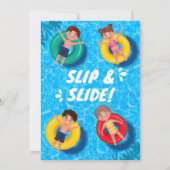 モダン クール プール サマー バースデー パーティー  招待状 (裏面)