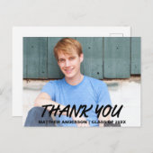 モダン クール 卒業 ありがとう (白い裏面) ポストカード (正面/裏面)