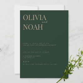 モダン&グエレガントリーン婚約パーティ招待状 招待状