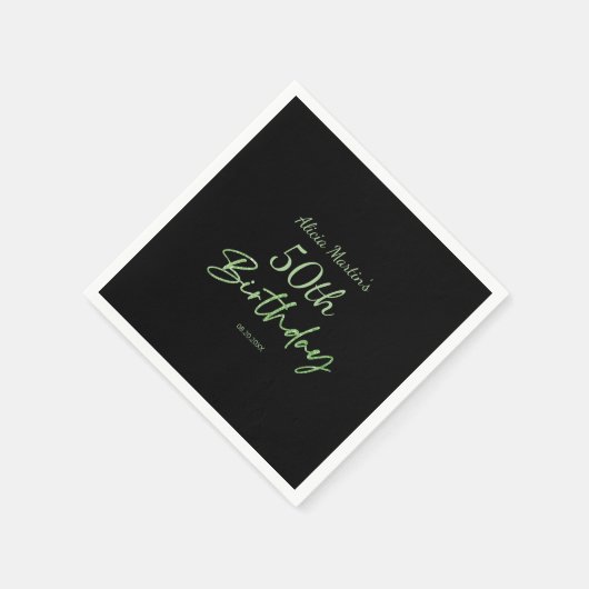 モダン&グミニマルリーンタイポグラフィブラック誕生日 スタンダードカクテルナプキン (角)