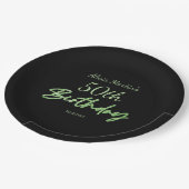 モダン&グミニマルリーンタイポグラフィブラック誕生日 ペーパープレート (アングル)