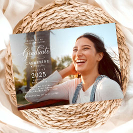 モダン グラデュエイト スクリプト フォト 卒業 招待状