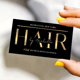 モダン グラム ブラック & ゴールド シック ヘアスタイリスト サロン 名刺