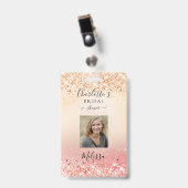 モダン グリッター ゴールド-ローズゴールド(イミテート) バッジ (正面 （クリップ付）)