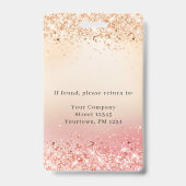 モダン グリッター ゴールド 従業員写真 ID バッジ (裏面)