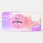 モダン グリッター ドリップス オンブレ モノグラム ストロベリー Case-Mate iPhoneケース (裏面 (横))