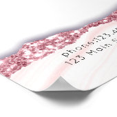 モダン,グリッター，ピンクホワイト価格表ポスター ポスター (角)