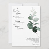 モダン グリーンナチュラル ホワイト ウェディング 招待状 (正面)