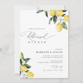 モダン グリーンレモン フローラル リハーサル ディナー 招待状 (正面)
