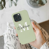 モダン グリーン | お名前のイニシャル iPhoneケース