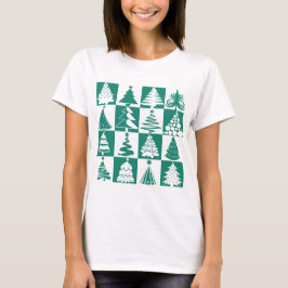 モダン グリーン クリスマスツリー パターン Tシャツ