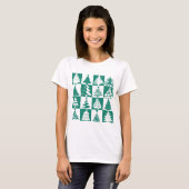 モダン グリーン クリスマスツリー パターン Tシャツ (正面フル)