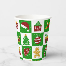 モダン グリーン クリスマス ホリデー 紙コップ