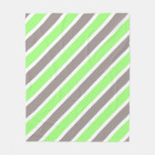 モダン グリーン グレー ストライプ フリースブランケット (正面)