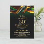 モダン グリーン ゴールド サプライズ 50歳 誕生日パーティー 招待状 (スタンド正面)