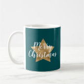 モダン グリーン ゴールド スター クリスマス コーヒーマグカップ (左)