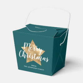 モダン グリーン ゴールド スター クリスマス フェイバーボックス