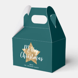 モダン グリーン ゴールド スター クリスマス フェイバーボックス