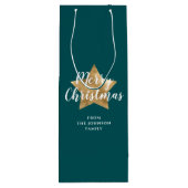 モダン グリーン ゴールド スター クリスマス ワインギフトバッグ (裏面)