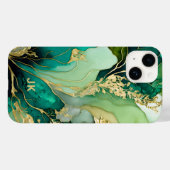 モダン グリーン ゴールド マーブル モノグラム オーダーメイド Case-Mate iPhoneケース (裏面 (横))
