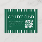 モダン グリーン ストライプ大学基金QRコード エンクロージャーカード (正面)