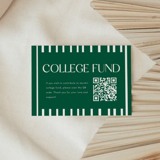 モダン グリーン ストライプ大学基金QRコード エンクロージャーカード