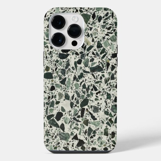 モダン グリーン テラゾー 抽象柄 iPhoneケース (裏面)