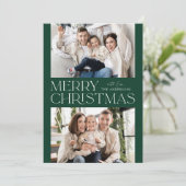 モダン グリーン メリークリスマス 2 写真 シーズンカード (スタンド正面)