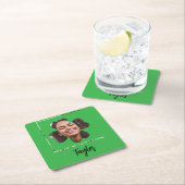 モダン グリーン ラッキー イン ラブ シャムロック クローバー フォト スクエアペーパーコースター (インサイチュ)