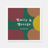 モダン グルービー レトロ 70's トレンディ アブストラクト ウェディング スタンダードカクテルナプキン (正面)