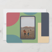 モダン グルーヴィー カラフル レトロ フォト ウェディング セーブザデート (裏面)