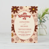モダン グルーヴィー レトロ 70年代 フラワー ウェディング 招待状 (スタンド正面)