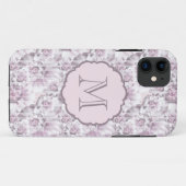 モダン グレー ピンク 花柄 モノグラム Case-Mate iPhoneケース (裏面(横))