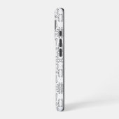 モダン グレー フラワー柄 iPhone 16ケース (左側面)