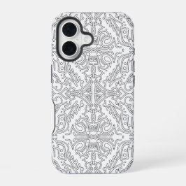 モダン グレー フラワー柄 iPhone 16ケース
