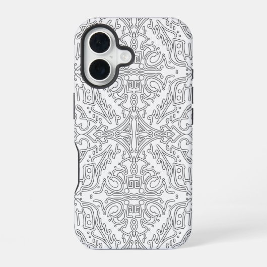 モダン グレー フラワー柄 iPhone 16ケース (裏面)