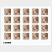 モダン グレー&ホワイト 写真 出産報告 スクエアシール (シート)